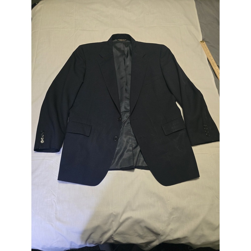 Lacrosse Blazer Mens 42R Black Wool Sport Coat Suit Jacket‎ Made USA Classic